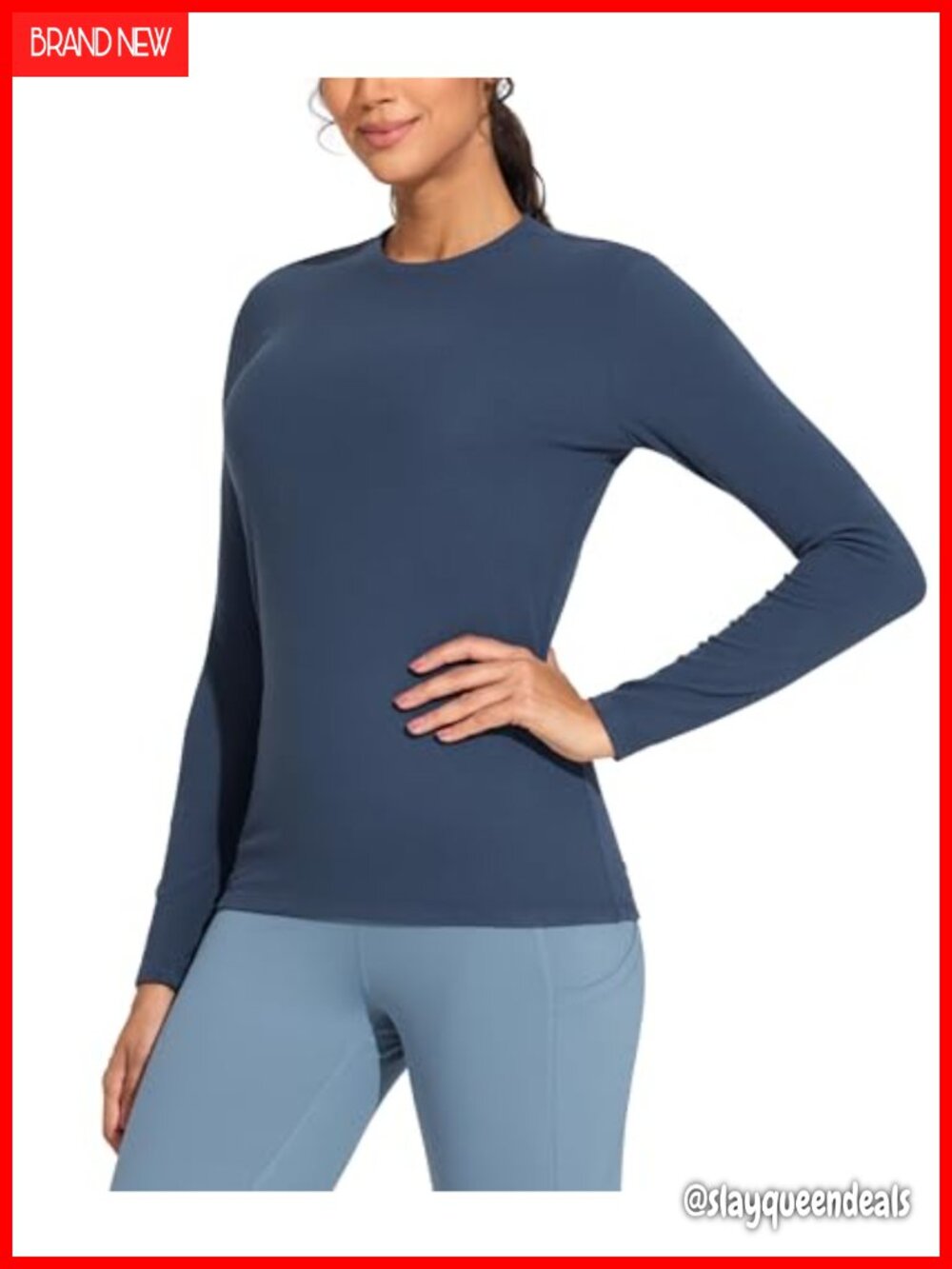 Women's Thermal Fleece Pullover Long Sleeve Slim Fit Crew Neck Top